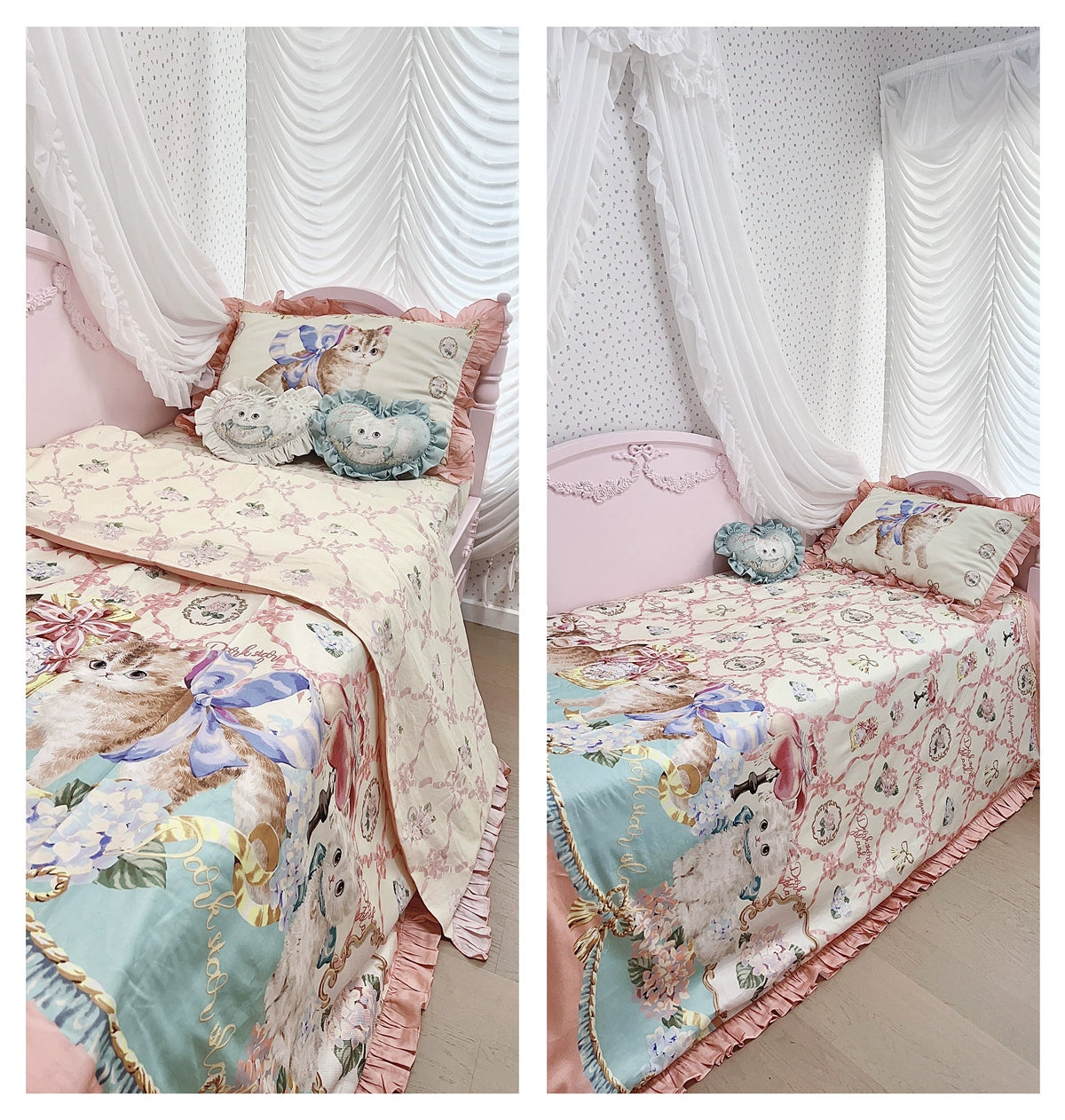 Dark Star Island~Cat Fantasy~Kawaii Lolita Cat Print Bedding 0.9/1.2 single bedding three-piece set  