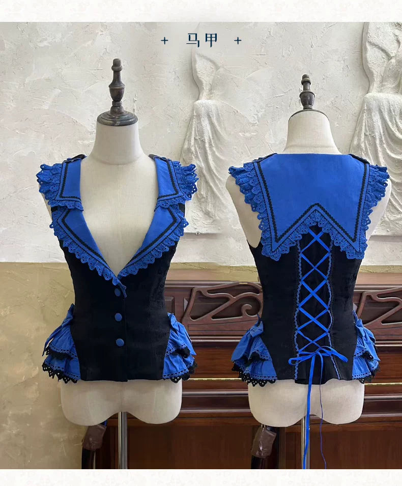 Nightmare - Gothic Lolita Ruffled Blouse and Tiered Skirt Set 45439:852787