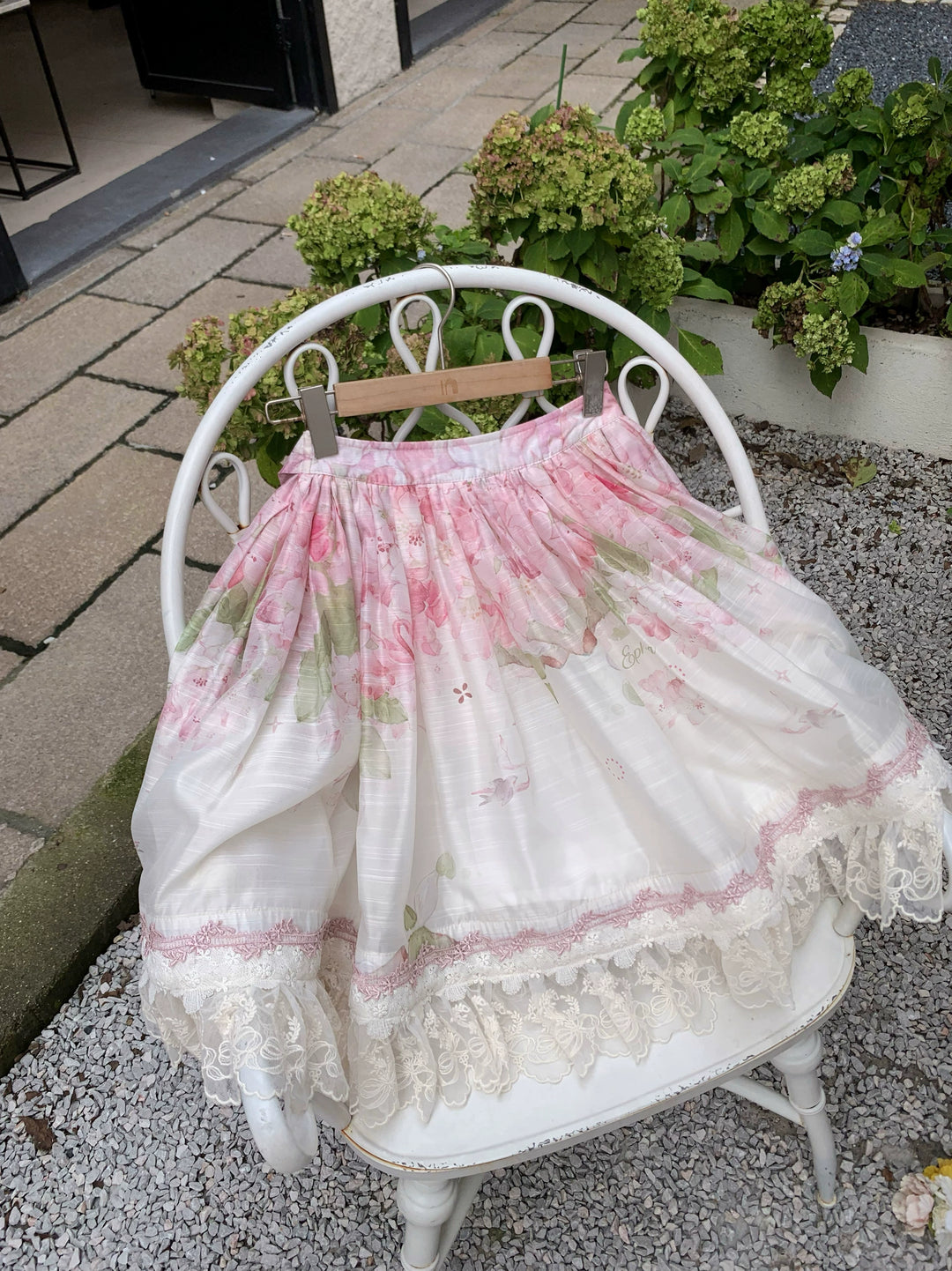 KISS Deer~Alpine Rhododendron~Sweet Lolita Skirt Set Pink Green Floral Lolita Dress XS Flat SK 