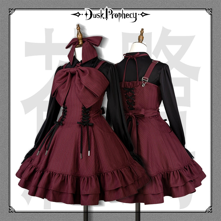 DuskProphecy - Heron - Classic Lolita Striped JSK Dress, Halter Neckline 44313:802933