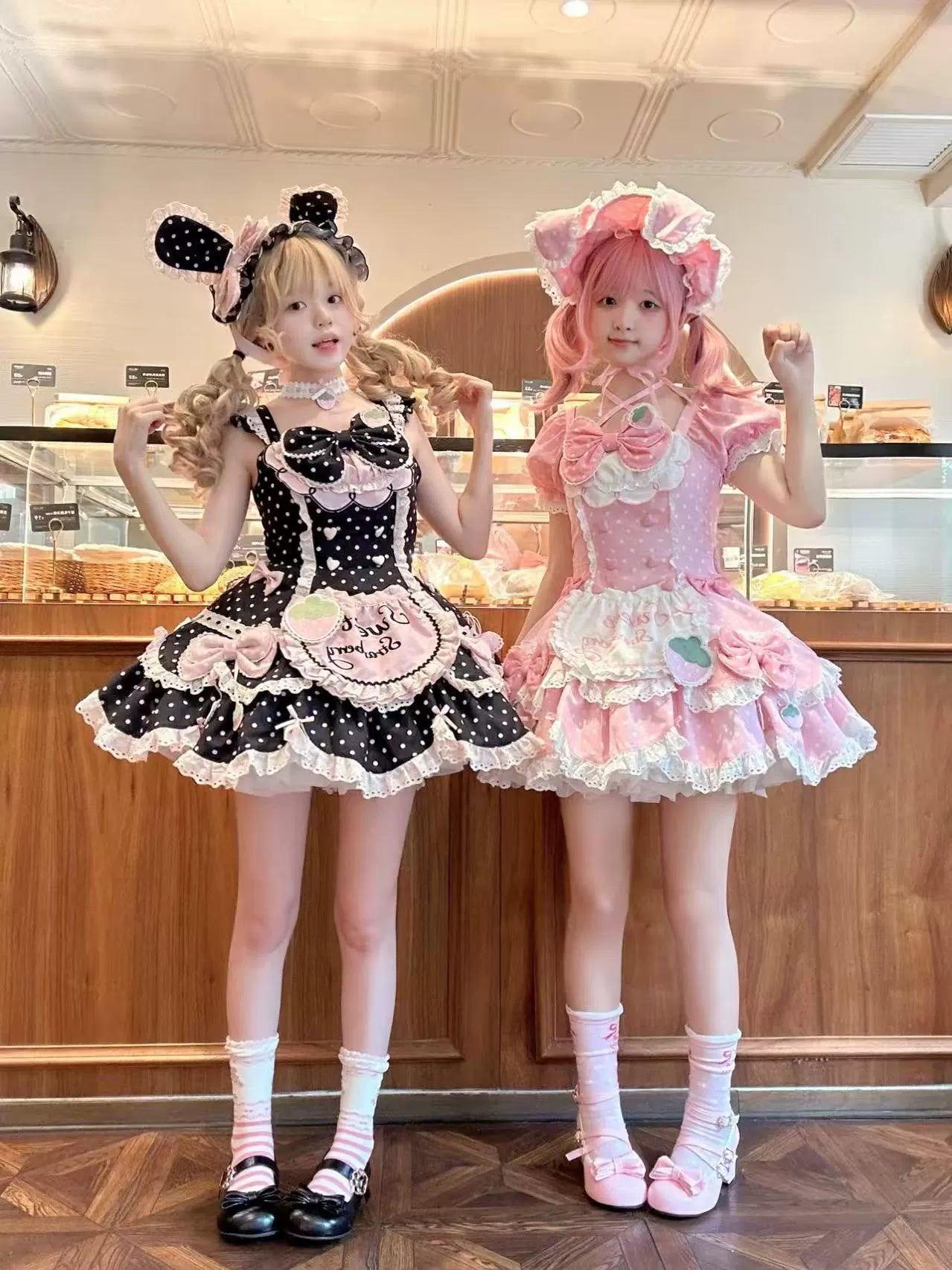 Salty Cream - Strawberry Polka Dot - Sweet Lolita JSK Dress Suit, Detachable Apron 43897:789371
