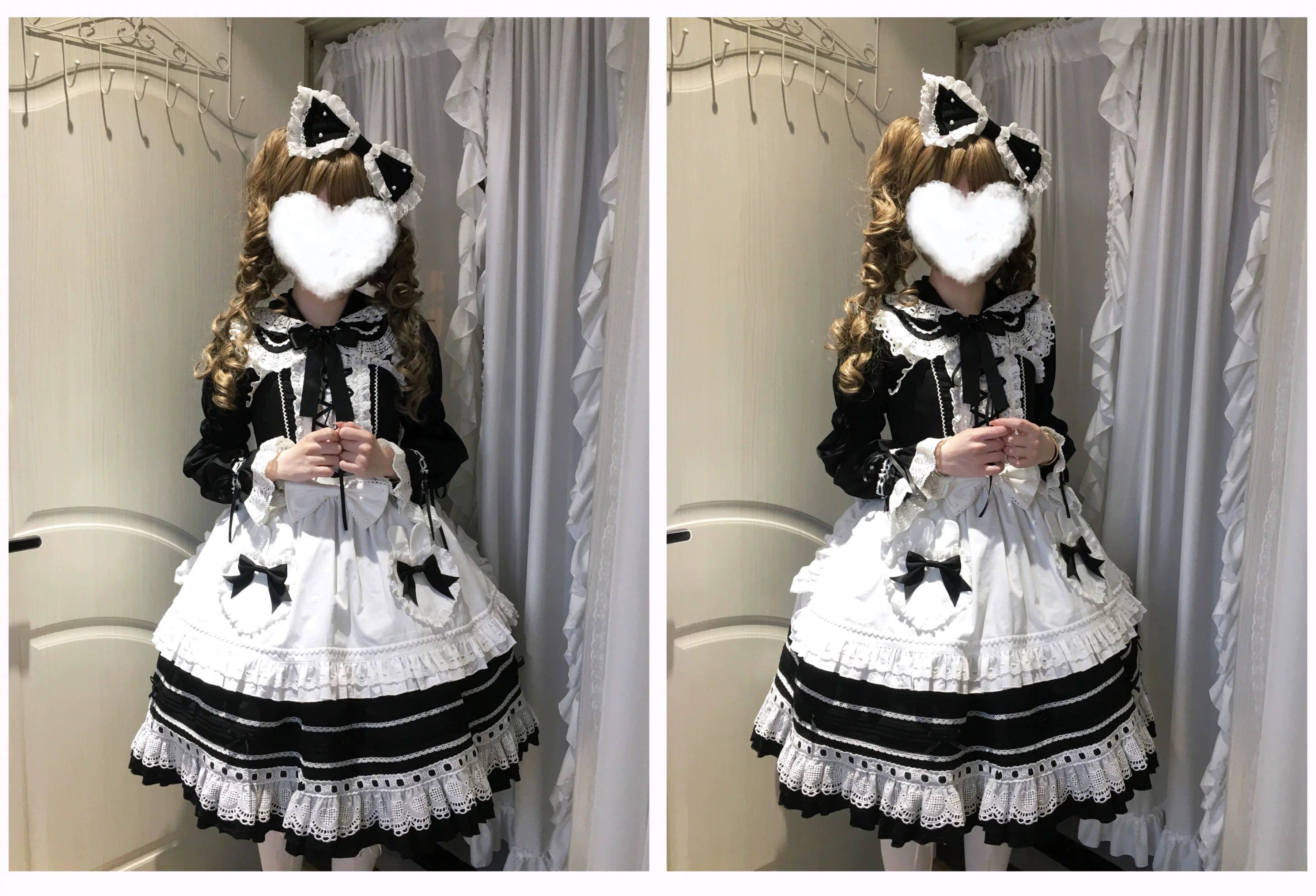 Little Bunny Bakery - Old School Lolita Cotton JSK Dress, Bunny-ear Heart Apron