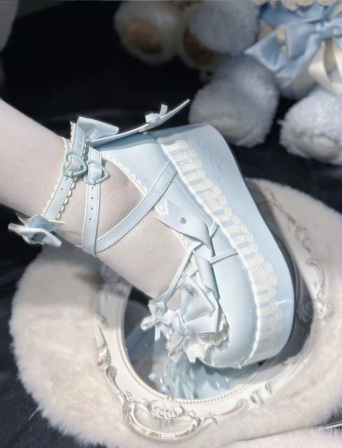 Windchime Fantasia - Sweet Lolita Platform Shoes, Detachable Back Bow 45759:861005