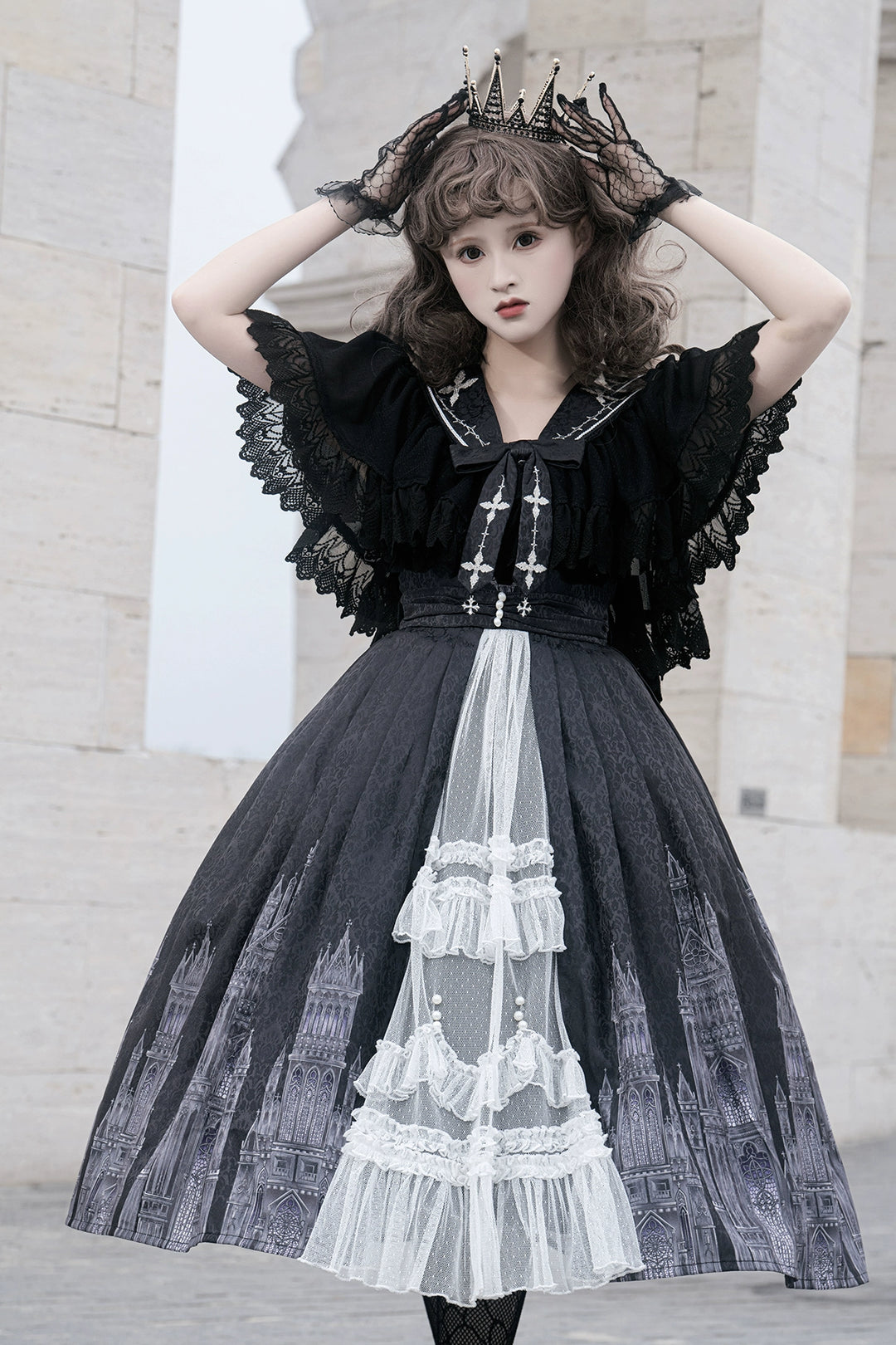 Cornfield Lolita~Silent Church~Gothic Lolita JSK Dress Printed Dress Thin Shawl Set   