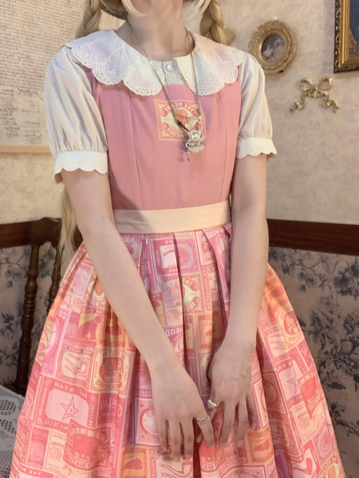 Miss Cube - Antique Label - Retro Lolita JSK Dress Print Daily Dress