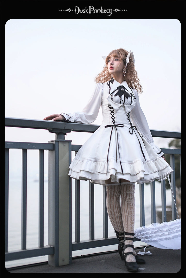 DuskProphecy~Egret 2.2-3.1 Version~Sweet Lolita Denim JSK Bust-Supporting Dress 42166:729635