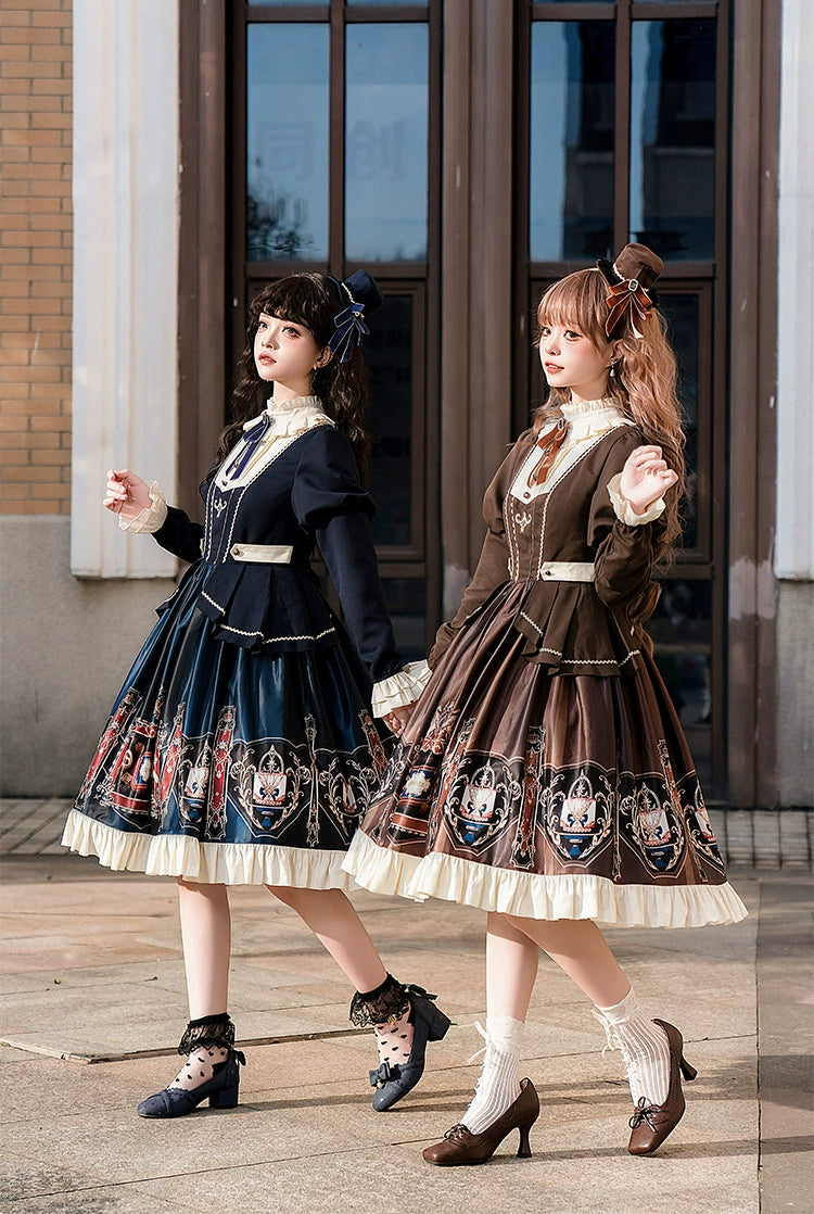 ZhiJinYuan~Chocolate Academy~Elegant Preppy style Lolita OP Dress   