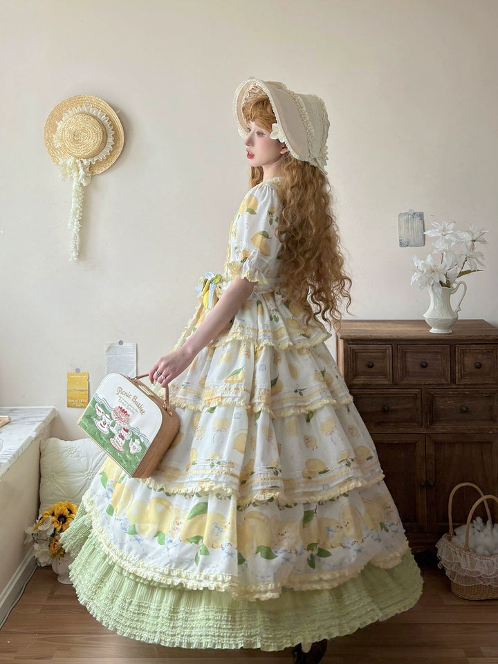 Miss Point~Lemon Chick~Country Lolita Printed OP With Button Front 42984:760401