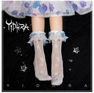(BFM)Yidhra~Akuya Sea Tears~Lolita Socks With Shells Pattern   