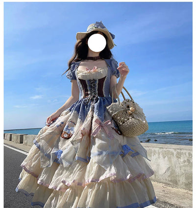 (BFM)Shuangsheng Dream Island~Country Lolita Dress OP Bouquet Embroidery   