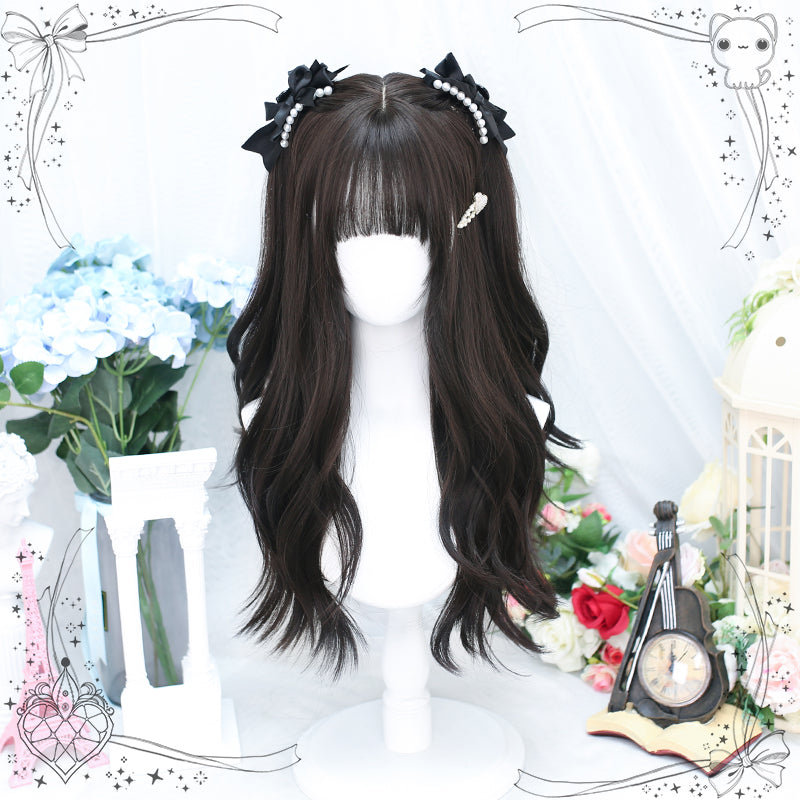 Dalao Home~Daily Long Curly Wavy Black Tea Lolita Wig black tea  