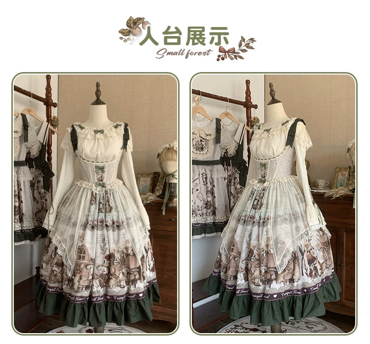 Spireme Cat~Small Forest~Classic Lolita JSK Dress Chest Support Printing Dress   