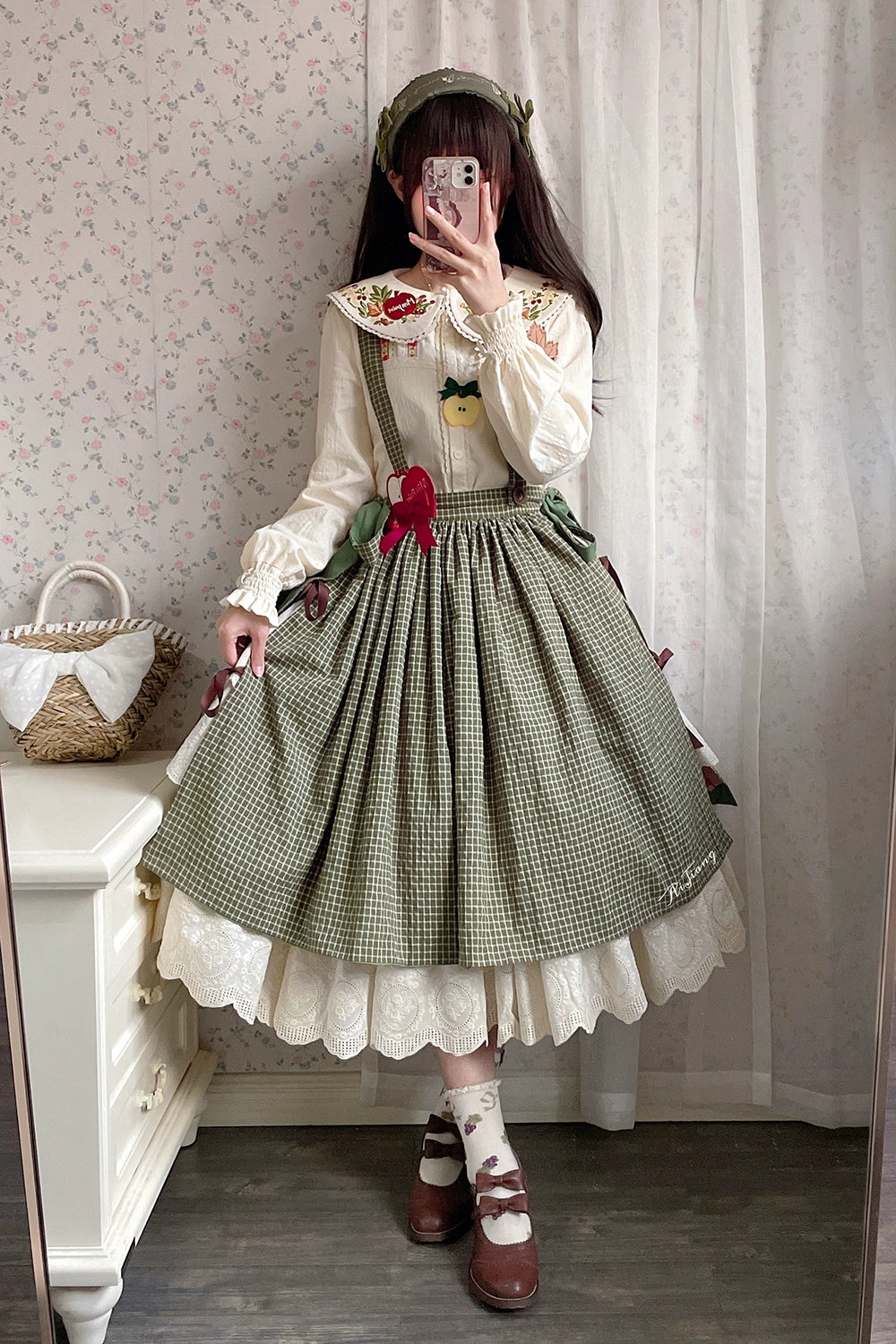 (BFM)Miss Point~Customized Lolita Skirt Embroidery Lace Cotton Lolita Skirt 31828:370808