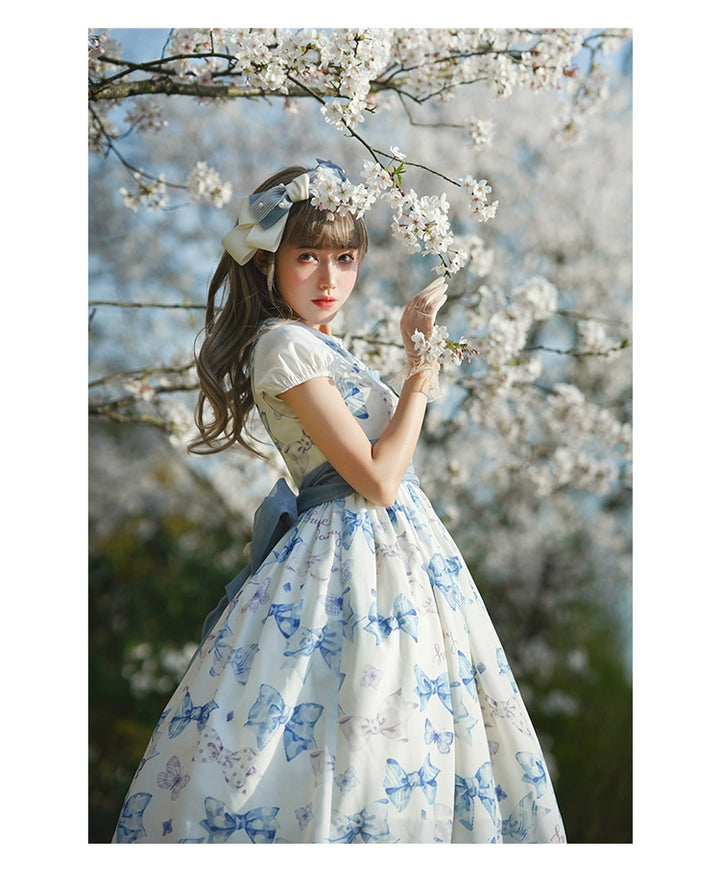 Summer Fairy~Eternal Garden~Sweet Lolita Dress Suit Elegant Open-Shoulder OP and JSK