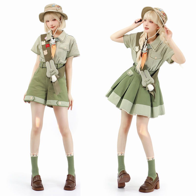Steamed stuffed pig~Bunny Trip~Ouji Lolita Green Cute Suits   