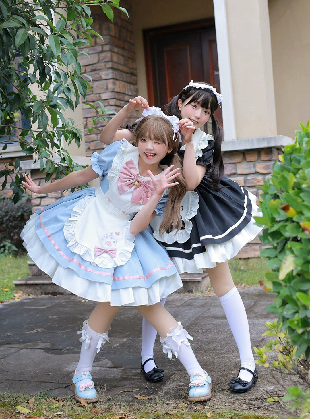 Qianmu~Cat Cafe~Maid Lolita OP dress with Detachable Bow and Apron 42405:739191