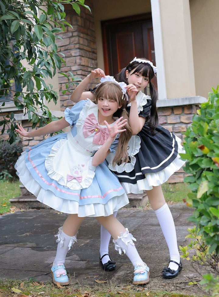 Qianmu~Cat Cafe~Maid Lolita OP dress with Detachable Bow and Apron 42405:739191