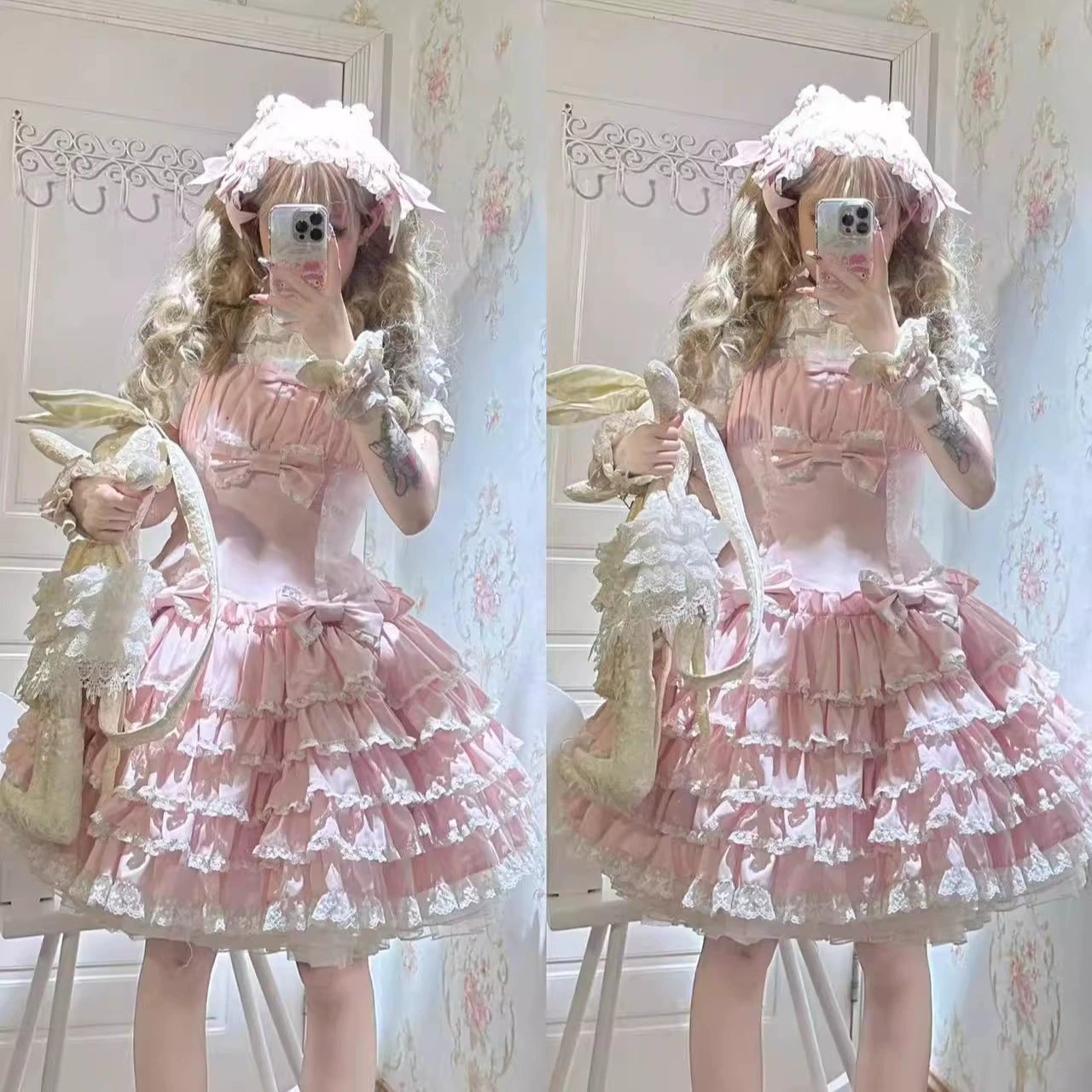 Nn Star~Half Sugar Ism~Sweet Lolita JSK Low Waist Dress With Tiered Hem 43152:768341