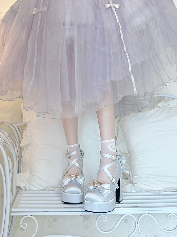 (BFM)Cheesecake~Mousse Heart~Sweet Lolita High Heel Shoes Mary Jane Love Heel Shoes   