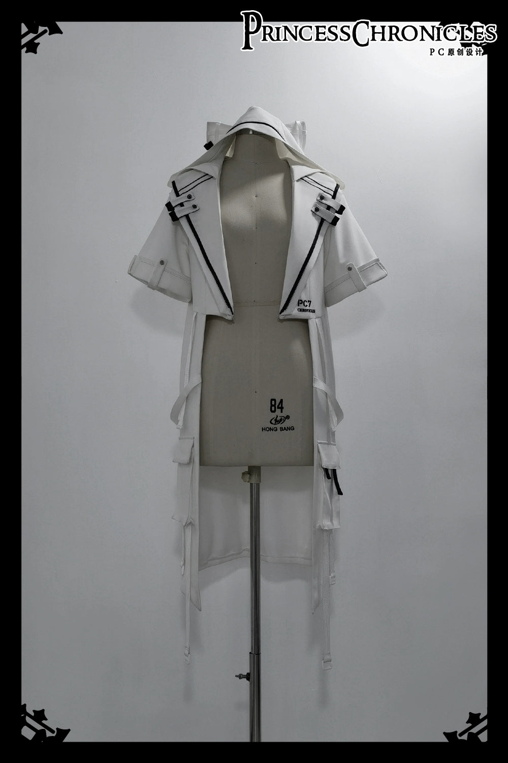 Princess Chronicles - White Cat - Futuristic Style Cool Lolita Pants Suit With Cat Ear Coat (L M S) 39562:628492