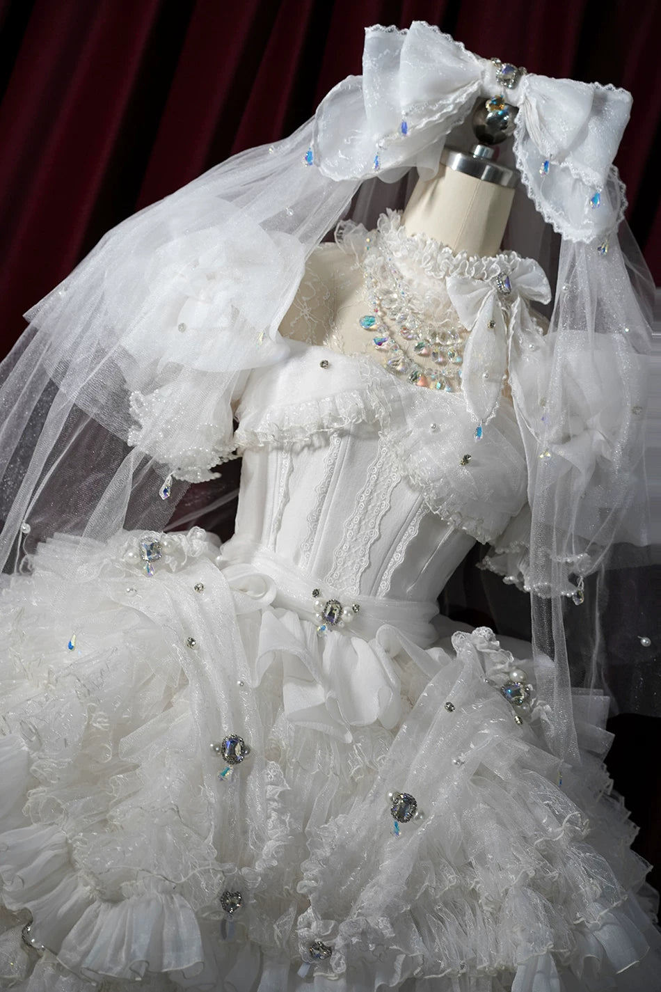Sweet Lolita Accessories, Bow & Crystal Decor for Tea Party