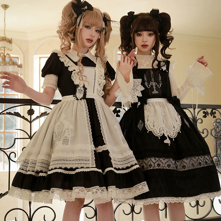 Mademoiselle Pearl~Winter Evening Prayer~Gothic Lolita Jumper Dress Embroidered Candlestick OP Dress   