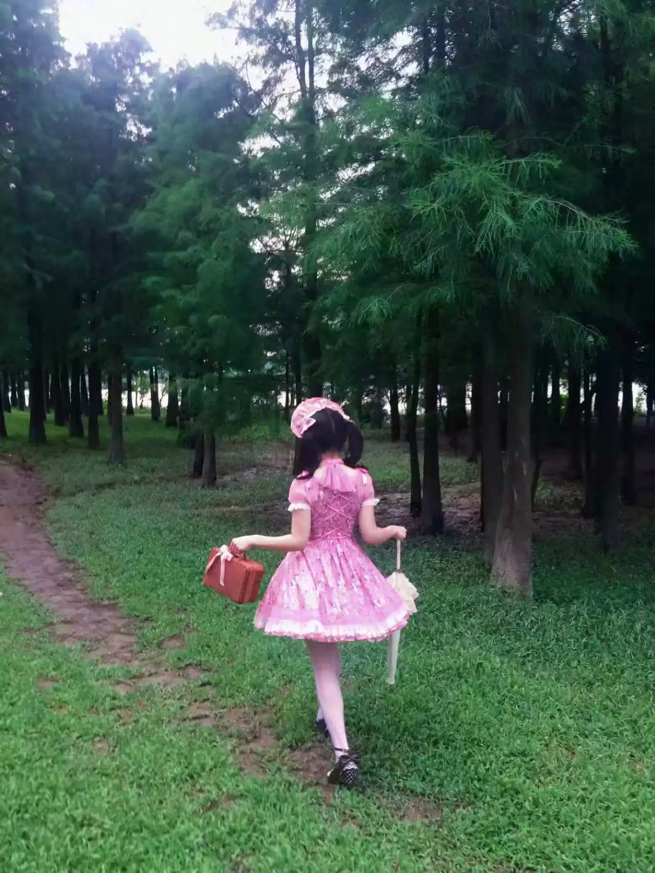 Crimson Poem - Old School Lolita Six-Panel Cut Floral Printed OP Dress 45550:852950