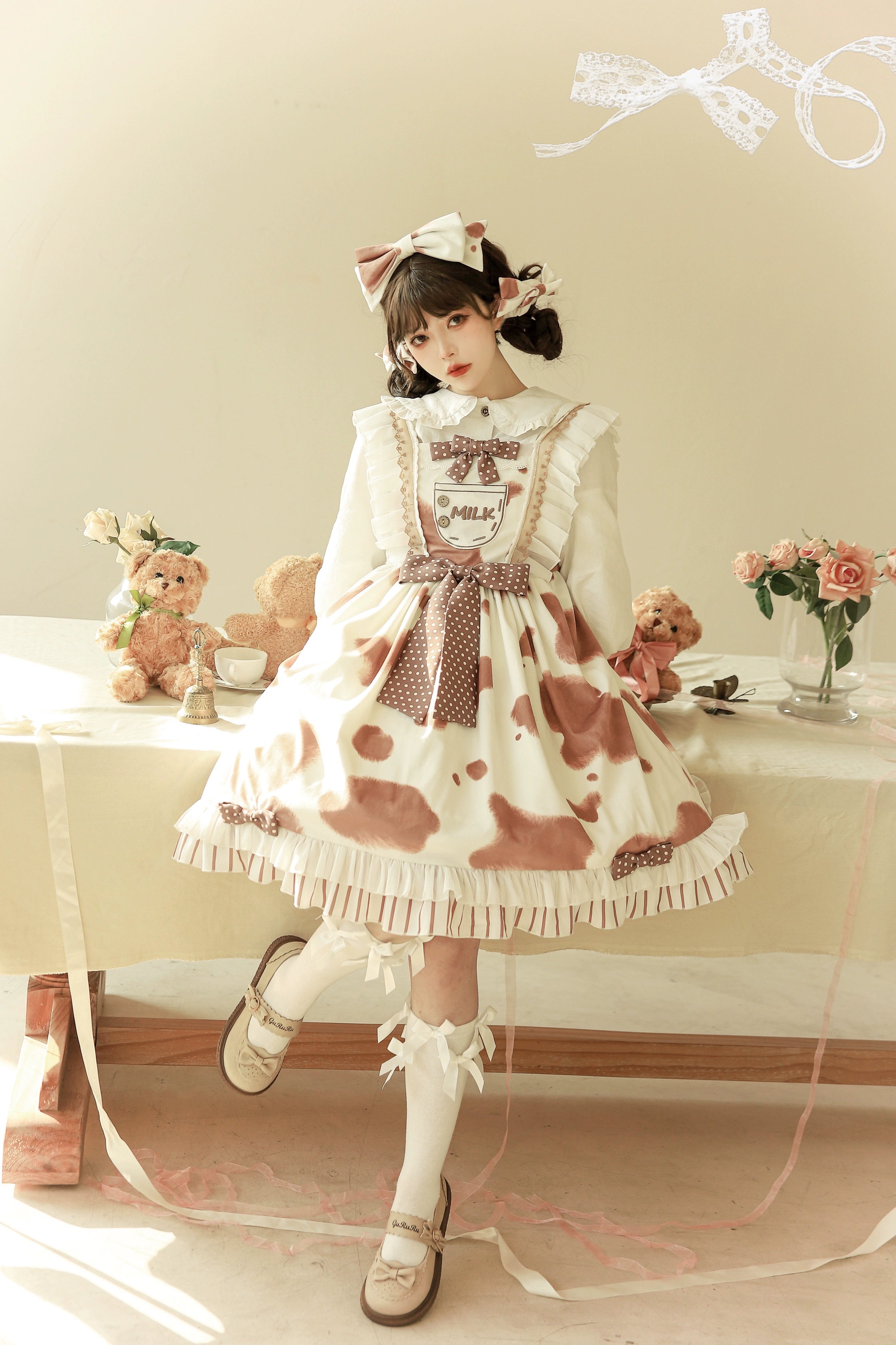 Polaris Lolita - Milky Dango - Cow Spot Kawaii Lolita JSK, Side Pockets 44304:803772