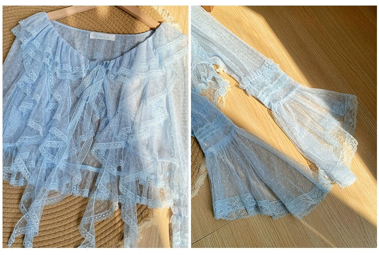 With PUJI~Letters and Poetry~Summer Classic Lolita Tulle Lace Bolero with Multi-Color 42928:758092