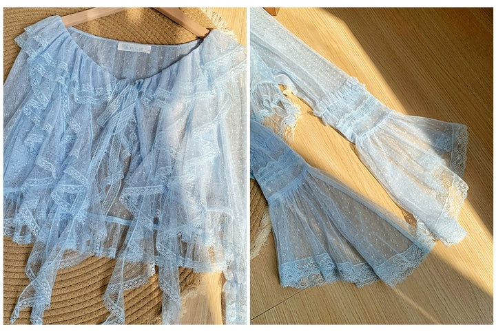 With PUJI~Letters and Poetry~Summer Classic Lolita Tulle Lace Bolero with Multi-Color 42928:758092