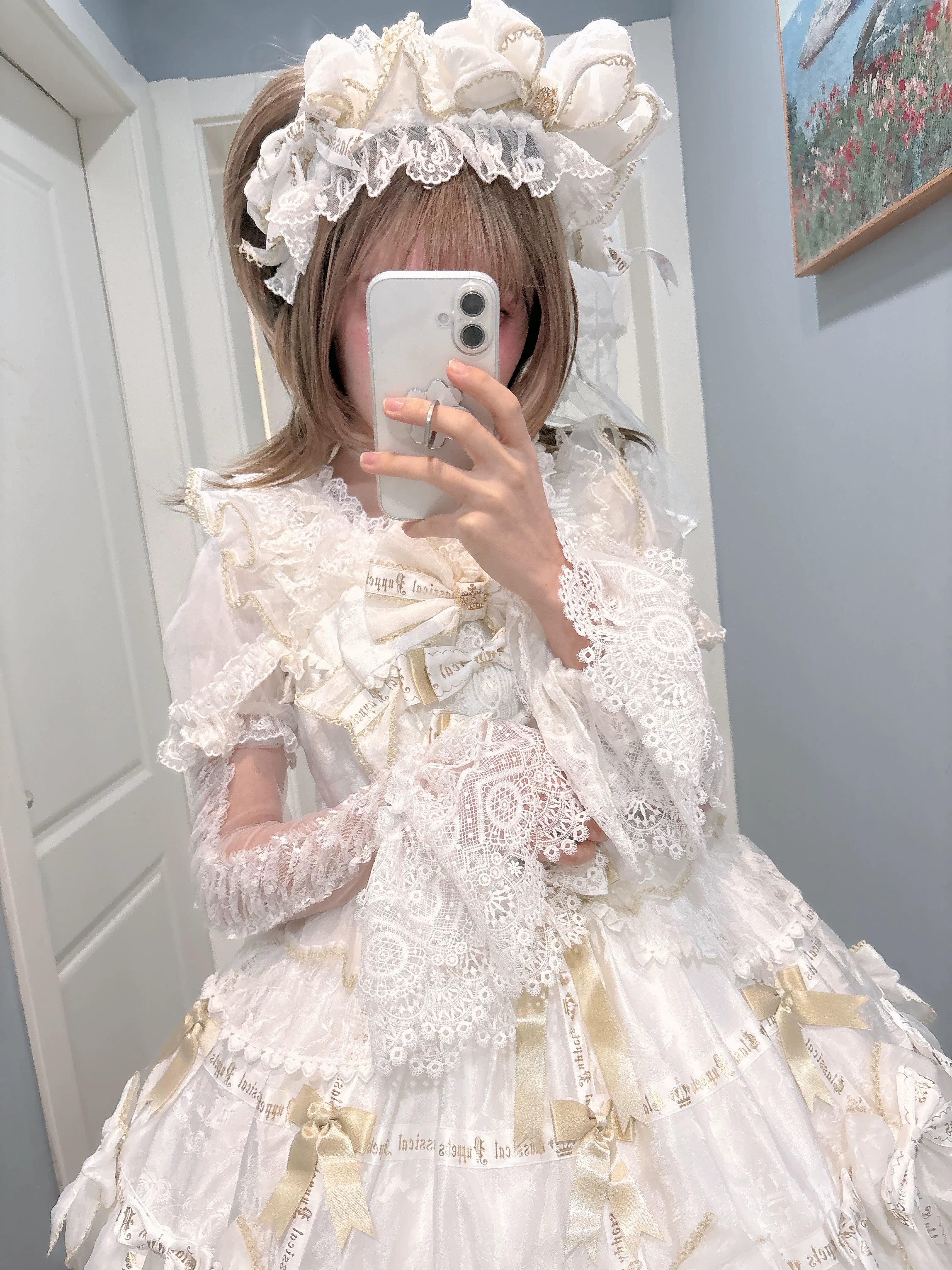 Frosted Starlight - Old School Lolita Blouse, Detachable Sheer Sleeves 44613:814445