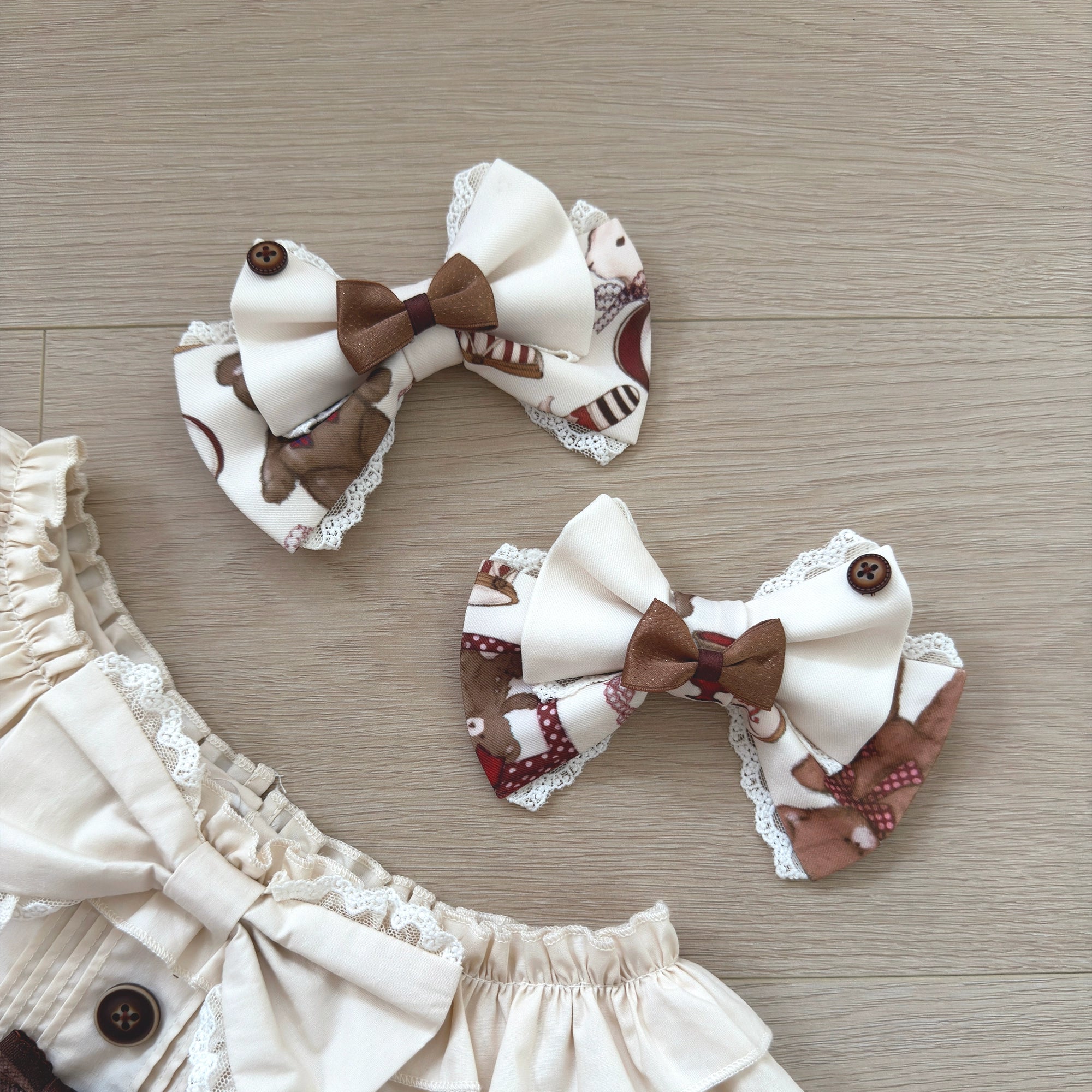 Fairyfaith - Little Bear Daily - Kawaii Lolita Embroidered JSK & OP Dress, Bear Print 44384:806227