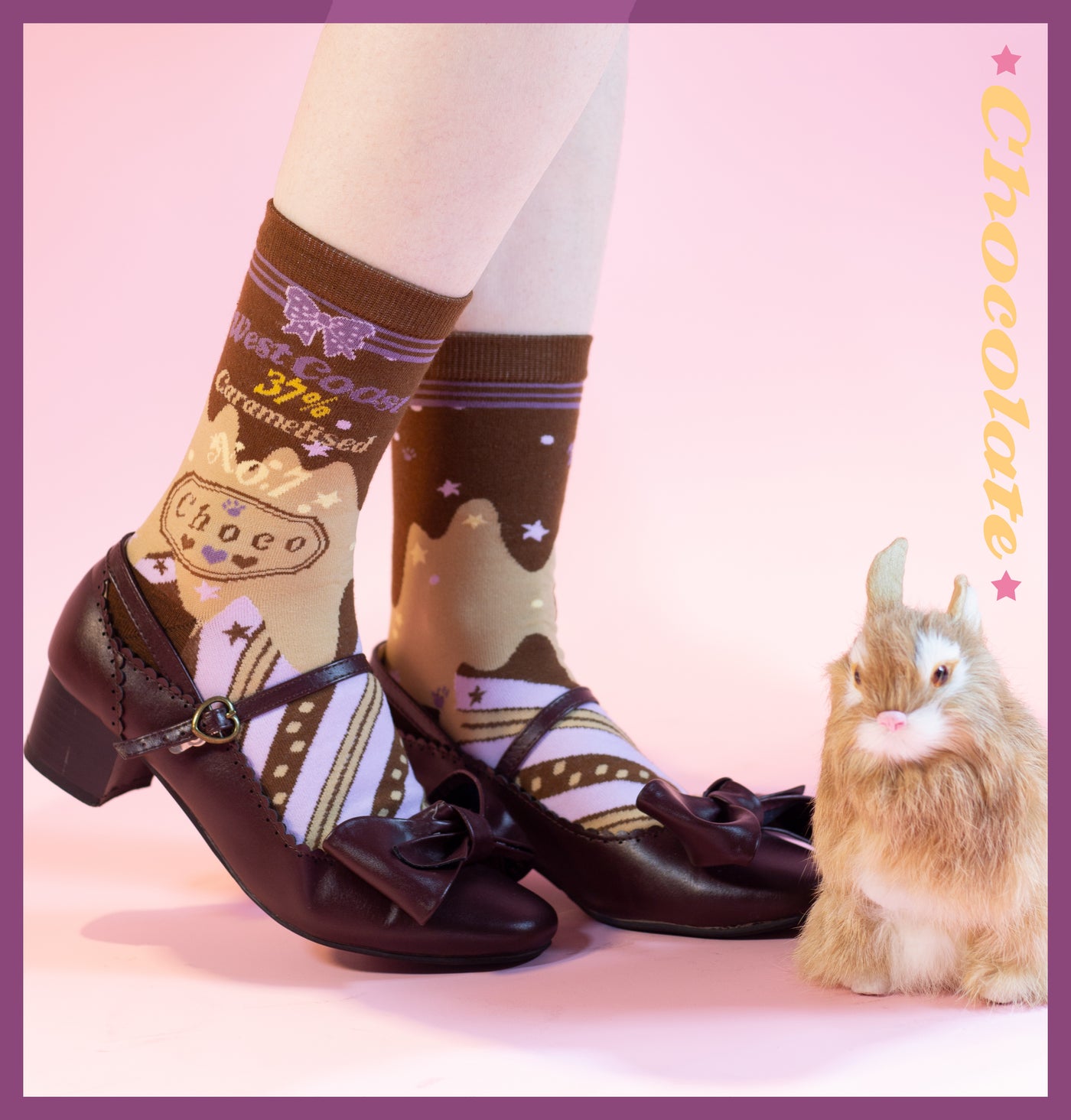 Yukines Box~Kawaii Lolita Chocolate Color Cotton Socks short socks taro-purple chocolate 