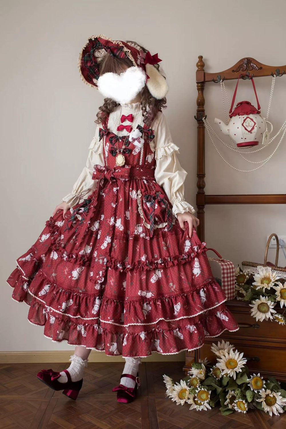 Miss Point~Forest Berry Bunny~Sweet Lolita JSK Elegant Bunny Print Dress