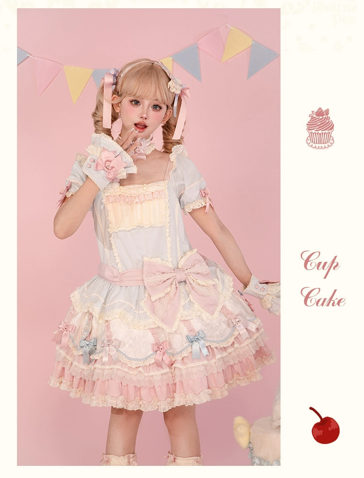 Mademoiselle Pearl~Cup Cake~Sweet Lolita OP Dress Kawaii Lolita JSK SK   