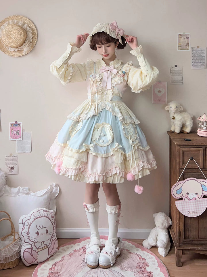 Uncle Wall Original~Dreamy Macaron~Sweet Lolita JSK Dress Solid Color Shirt   