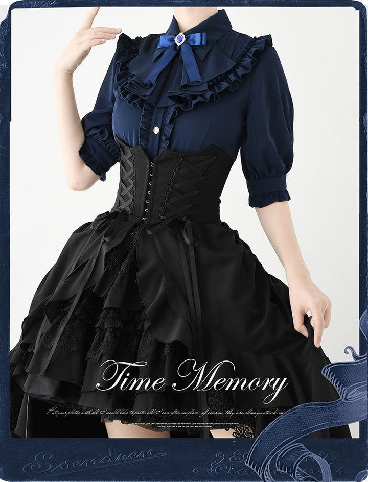 Time Memory~Earl Girl~Chiffon Classic Lolita Shirt with Mid-Length Mutton Sleeves