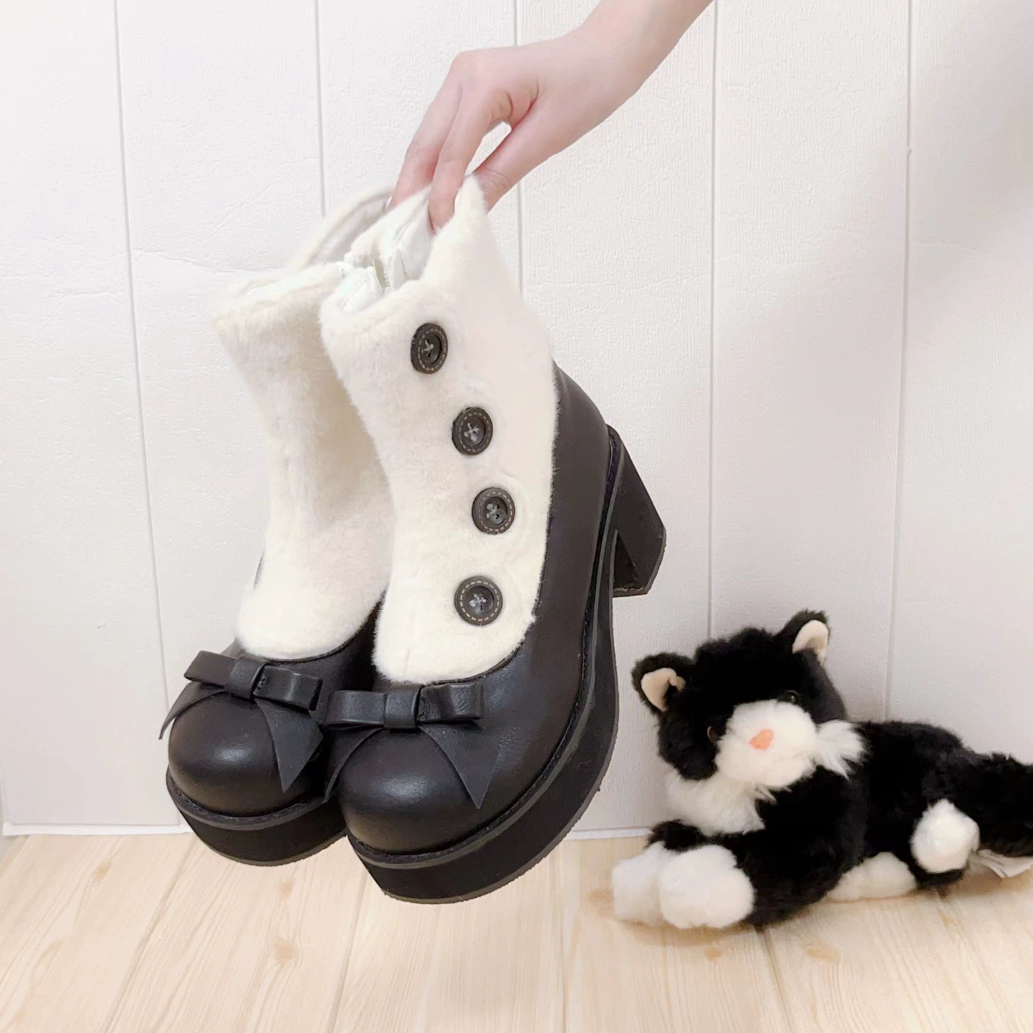 Dolly Doll~Winter Lolita Boots Fur Mary Jane Lolita Low Heel Shoes 32674:403464