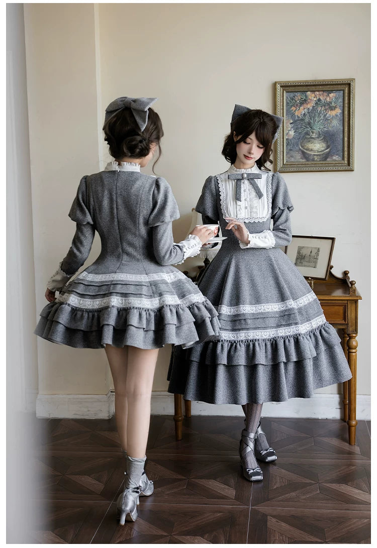 Reminisce - Pile Classic Lolita Dress, Detachable Cape 44439:808542