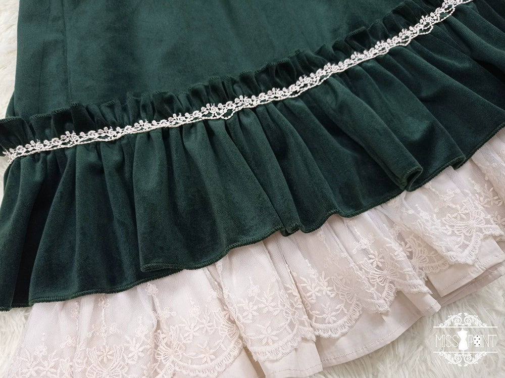 (BFM)Miss Point~Customized Lolita Dress Vintage Elegant Velvet OP Dress 32520:391594