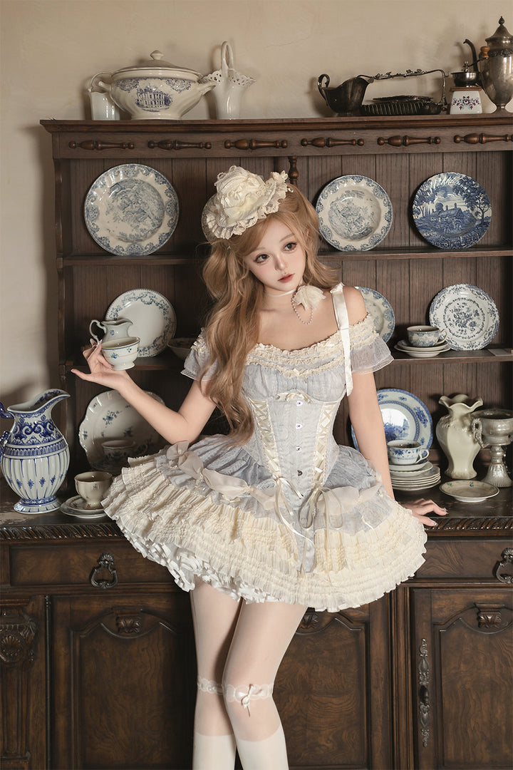 Caramel Antique~Yuyan~Ballet-style Sweet Lolita Corset JSK with Built-in Petticoat