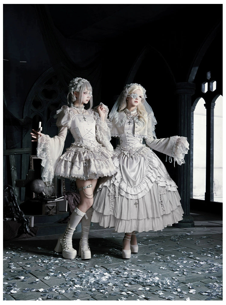 With PUJI - Letter and Poetry · Humanoid Robot - Silver Gothic Lolita Mermaid Skirt Set 43861:787633