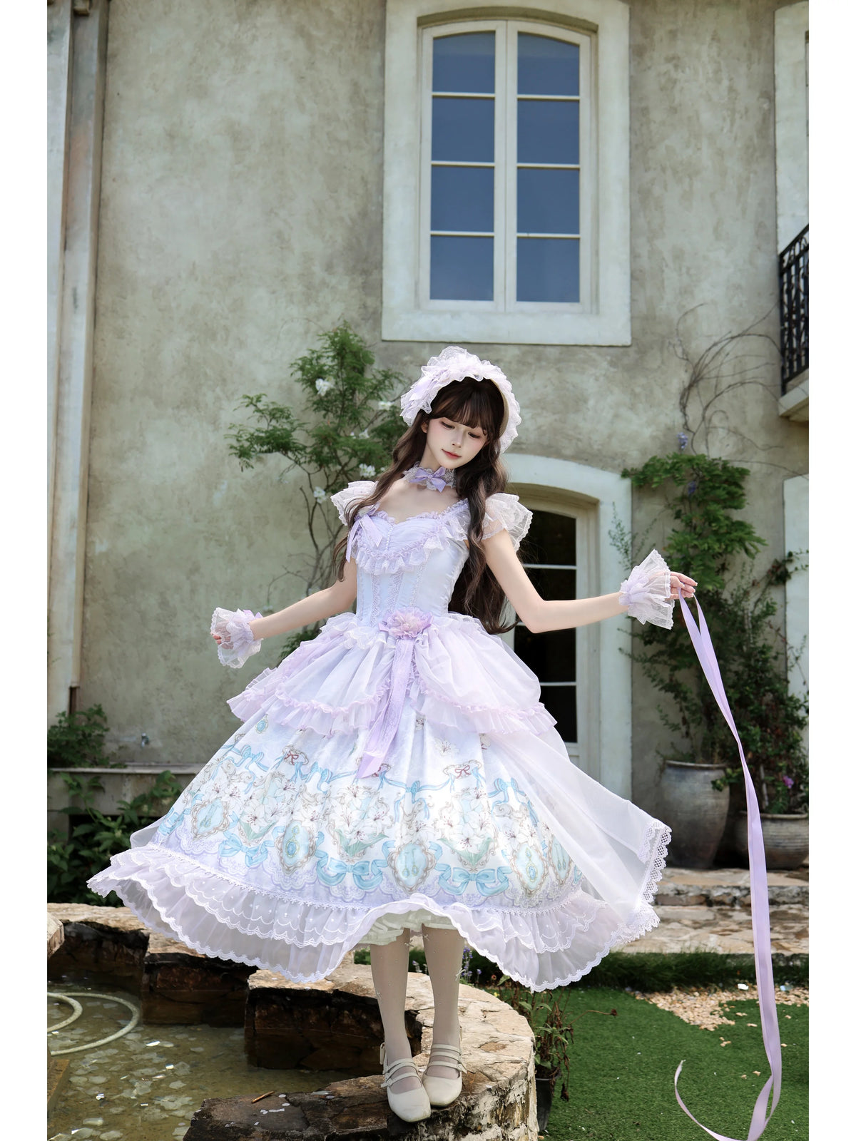 Lily Narrative - Classic Lolita JSK Dress Set, Lily Floral Print 46095:874872