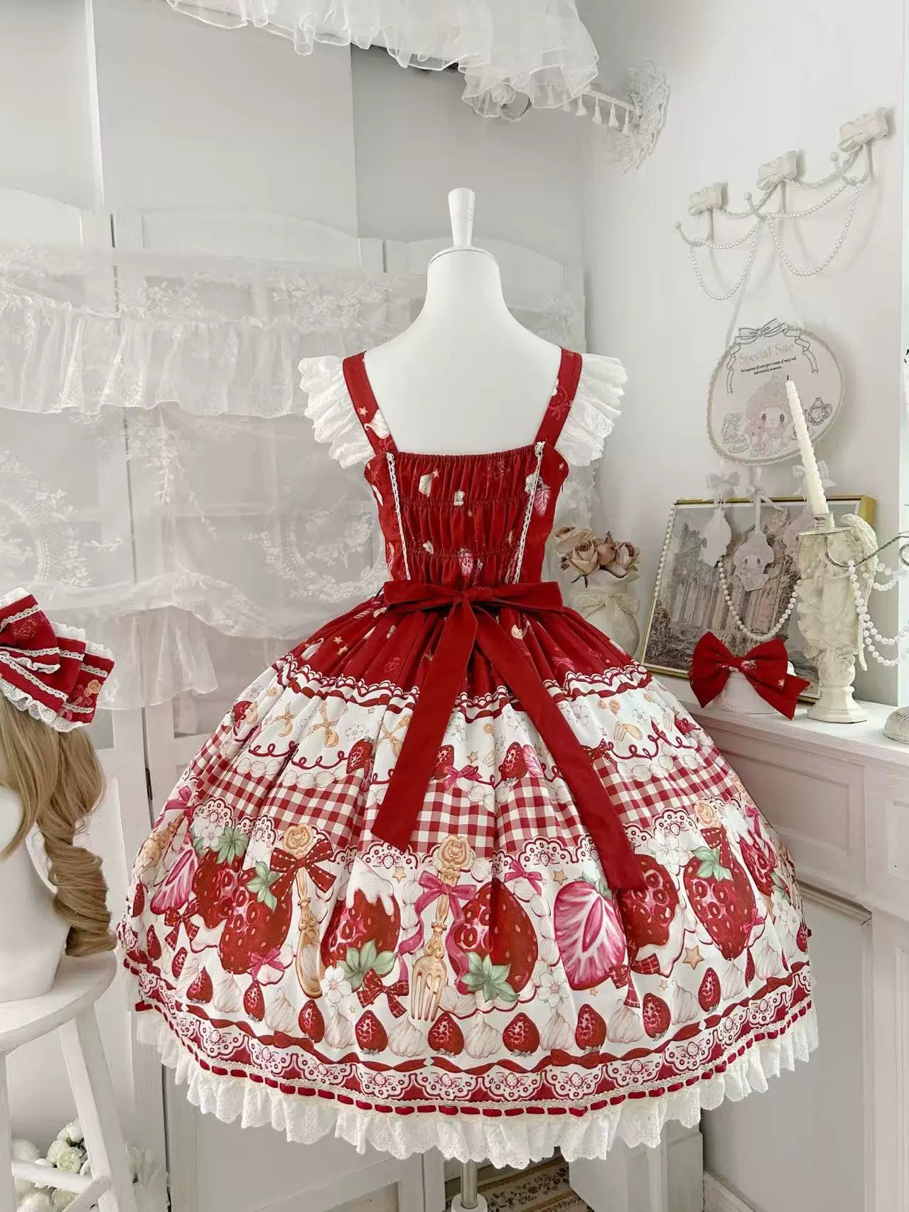 Plaid Strawberry Jam - Sweet Lolita Strawberry Printed JSK Dress 45545:852989