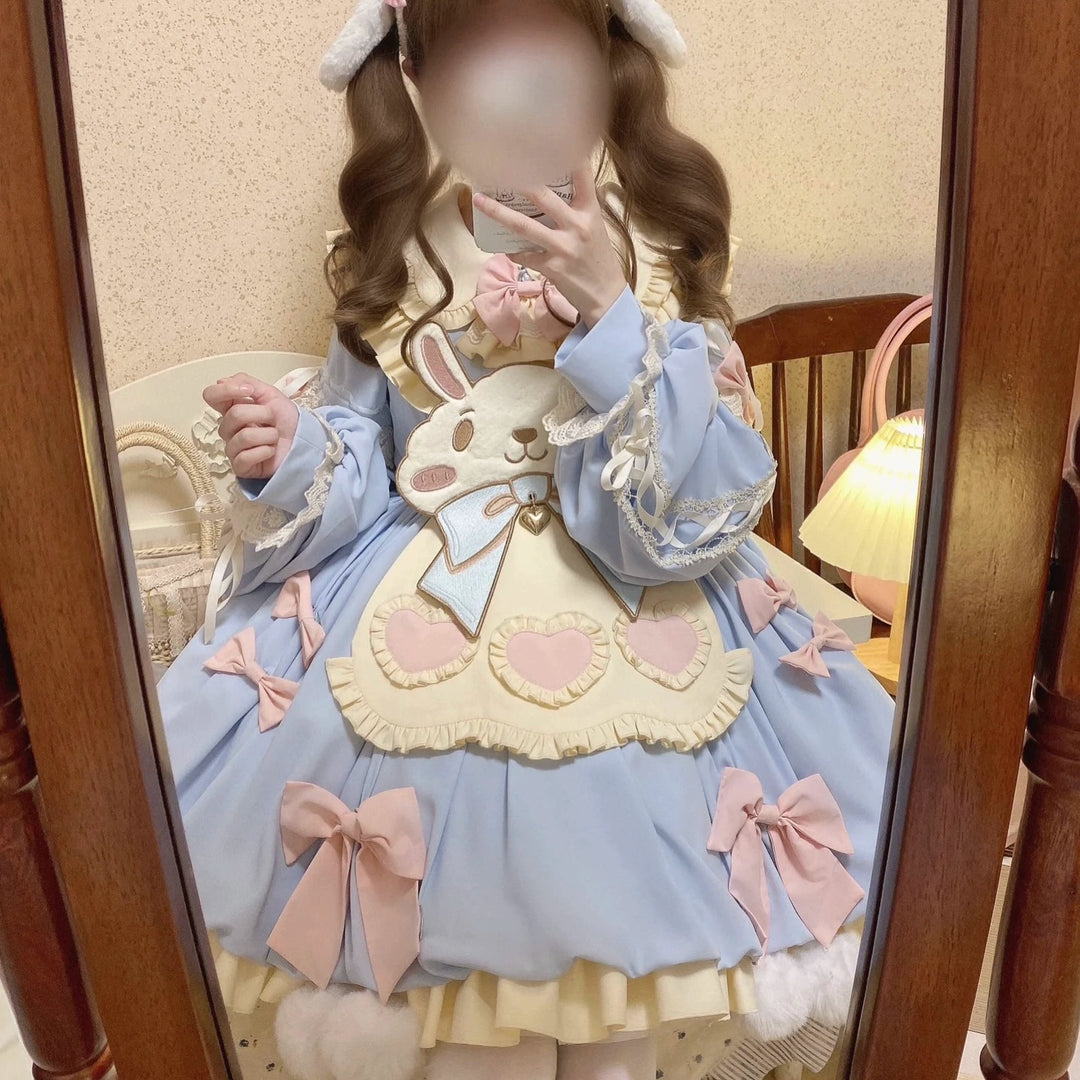 Cute Girl~Zero Card Rabbit~Kawaii Lolita OP Dress Long Sleeve Dress 34768:466250