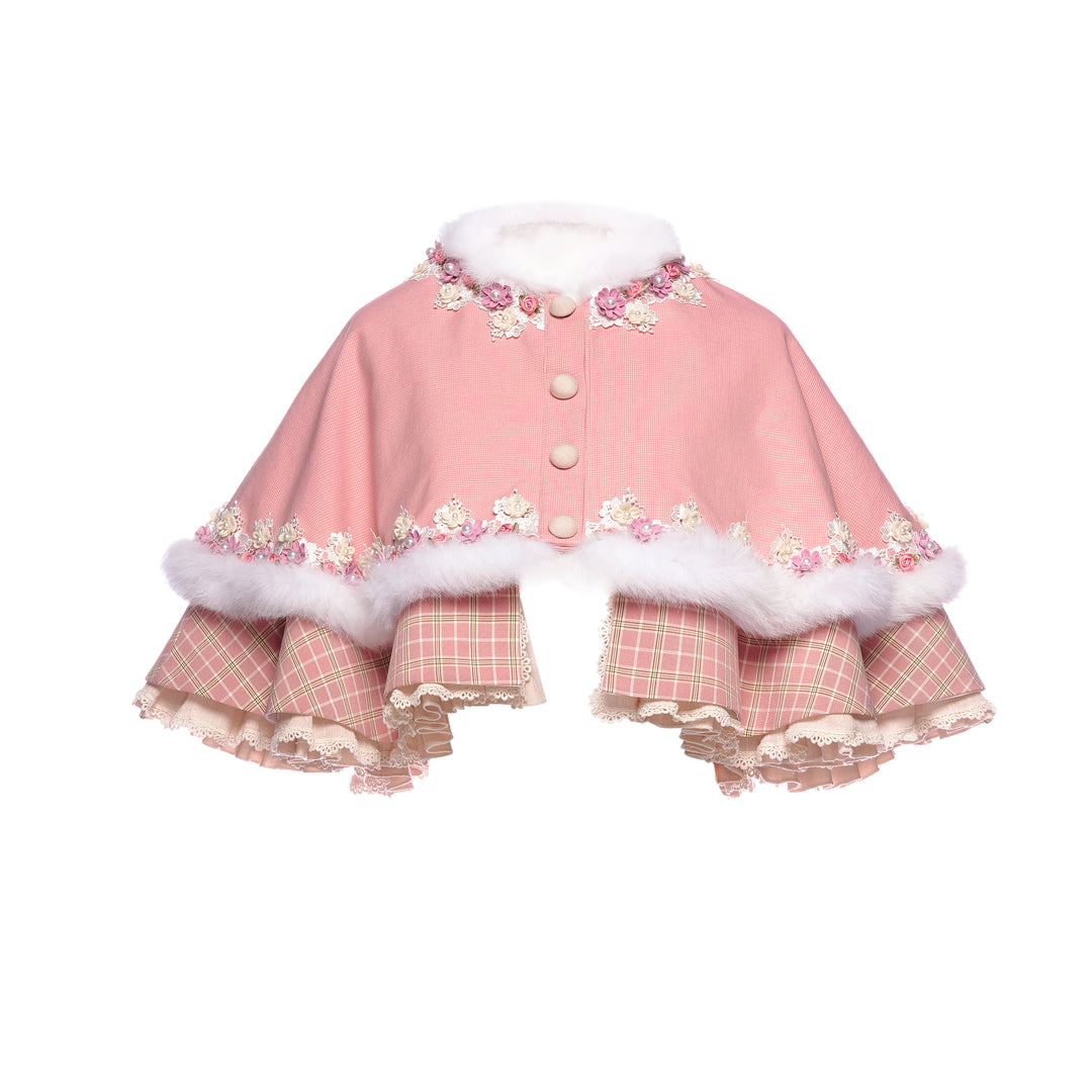 Youpairui~Helford~Sweet Coordinated Lolita Suit Pink Plaid Lolita SK Set Cape only Free Size 