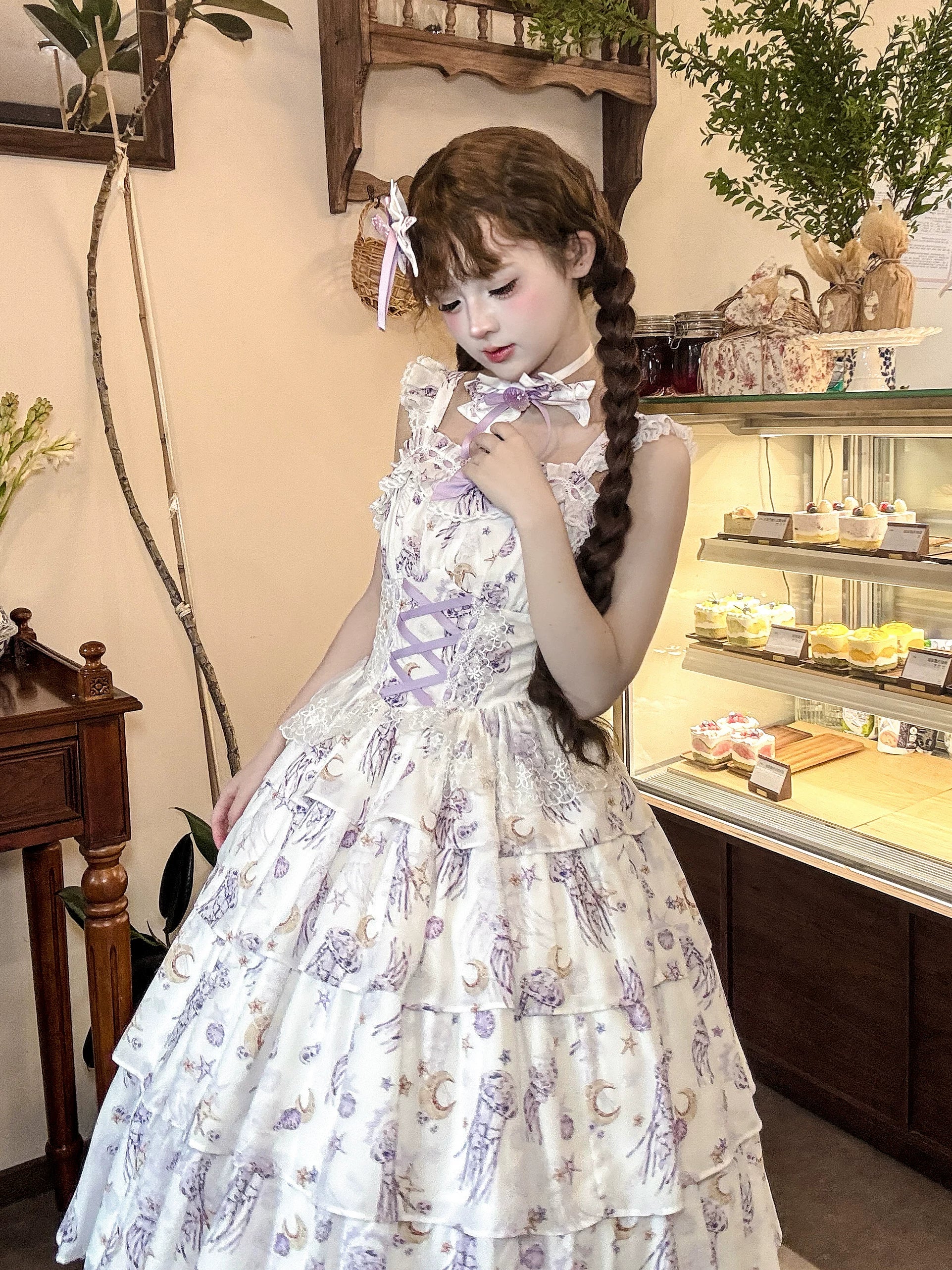 Starry Jellyfish - Printed Classic Lolita JSK Dress, Short Sleeve OP