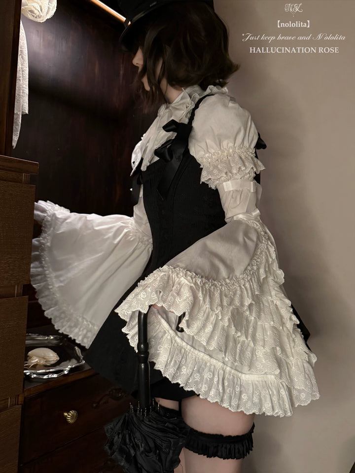 Nololita~Nightingale~Old School Lolita Shirt with Detachable Sleeves