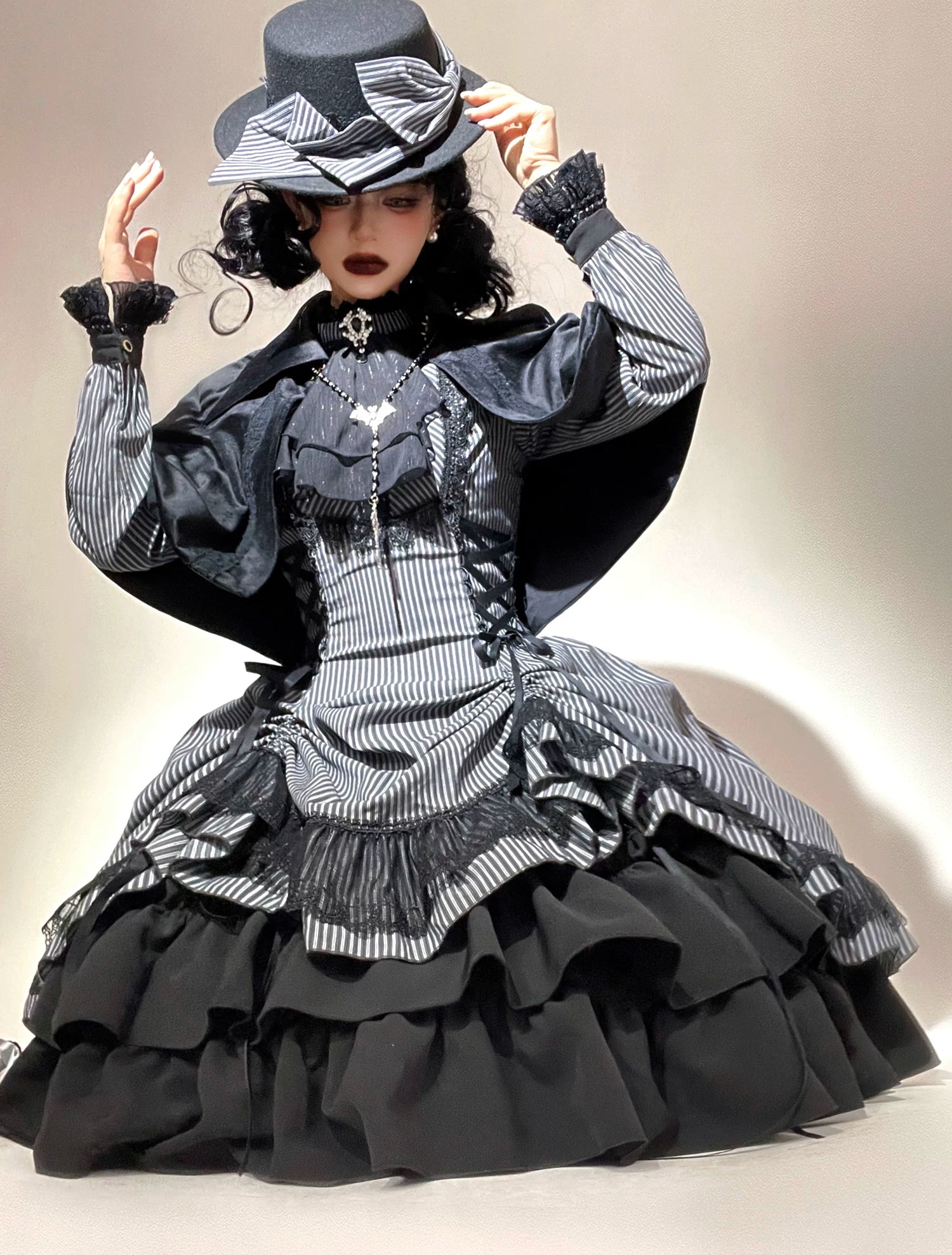 Perint Manor - Gothic Lolita Striped Dress, Tailor-made 44410:808346
