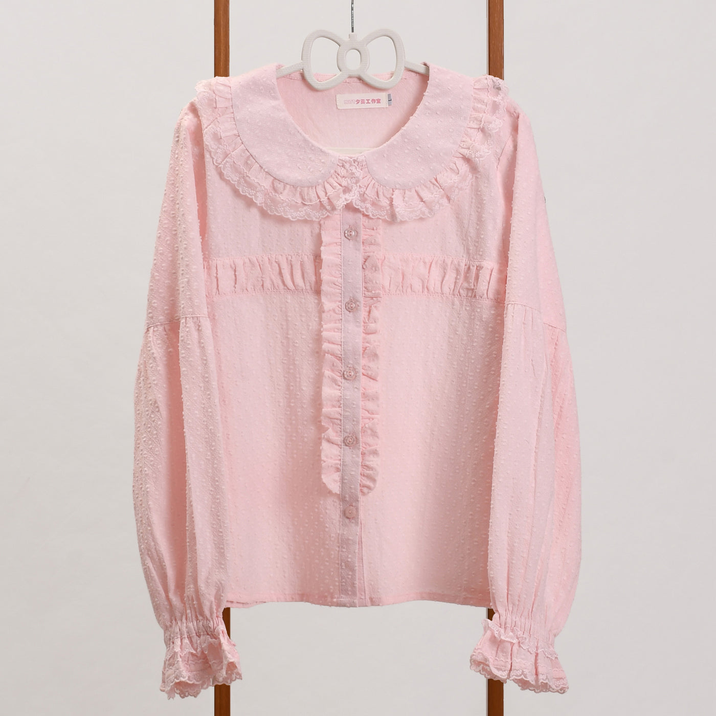 MIST~Tianmi~Sweet Lolita Blouse Long Sleeve Doll Collar Thin Shirt S Light Pink 